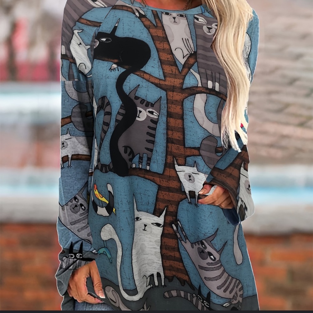 C.O.Z.Y Cat Print‎ Shirt Size 10
